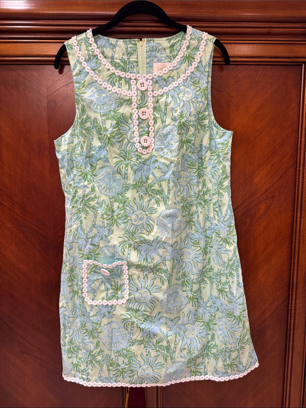 Women’s  Green Floral Lilly Pulitzer Sleeveless Dress with White Trim